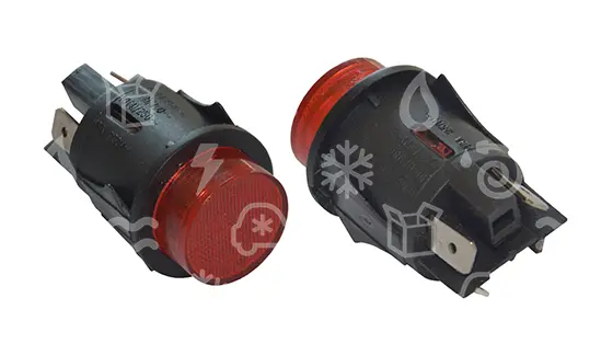 vypínač tlačítkový, d = 23 mm, 16A, červený, 4 kontakty, s aretací